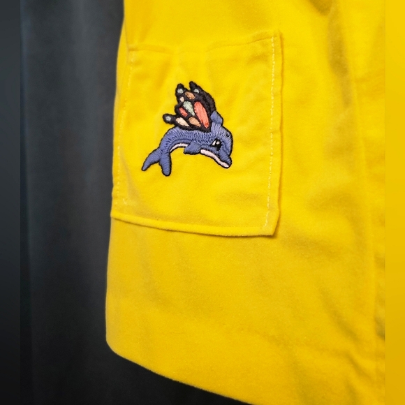 Vintage 70s Hand-embroidered Terrycloth Mini Dress/ Cover-up- Size Medium - Picture 3 of 5